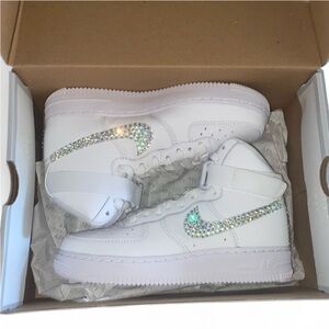 Nike Air Force 1’s High Tops All Sizes Luxe Vitrail Crystals Ticks New With Box